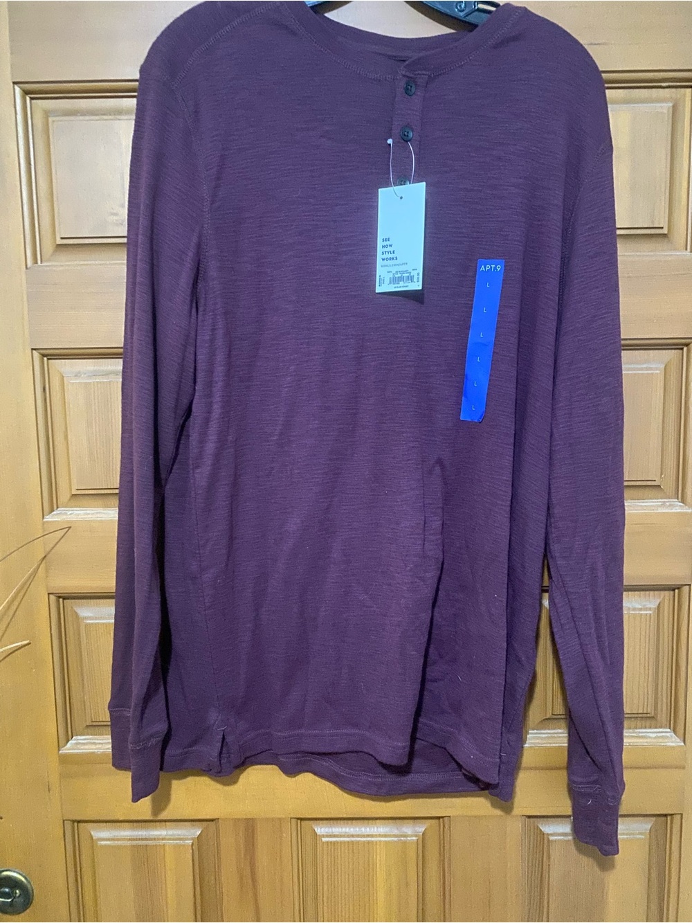 Apt. 9 Long-Sleeve Henley in Plum Wine